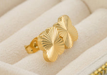 Load image into Gallery viewer, Clover Sun Burst Earrings - Tarnish-free Gold Clover Studs: Yellow Gold / Clover
