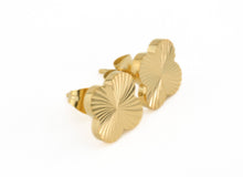 Load image into Gallery viewer, Clover Sun Burst Earrings - Tarnish-free Gold Clover Studs: Yellow Gold / Clover
