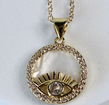 Load image into Gallery viewer, Evil Eye Coin Pendant Necklace 14K gold stainless steel
