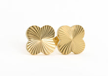 Load image into Gallery viewer, Clover Sun Burst Earrings - Tarnish-free Gold Clover Studs: Yellow Gold / Clover
