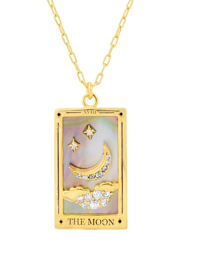 Tarot Card Necklace- The Moon- NEW Style Necklace: White classic