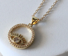 Load image into Gallery viewer, Evil Eye Coin Pendant Necklace 14K gold stainless steel
