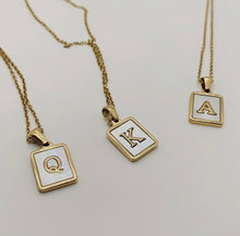 Load image into Gallery viewer, Mother of pearl initial necklace
