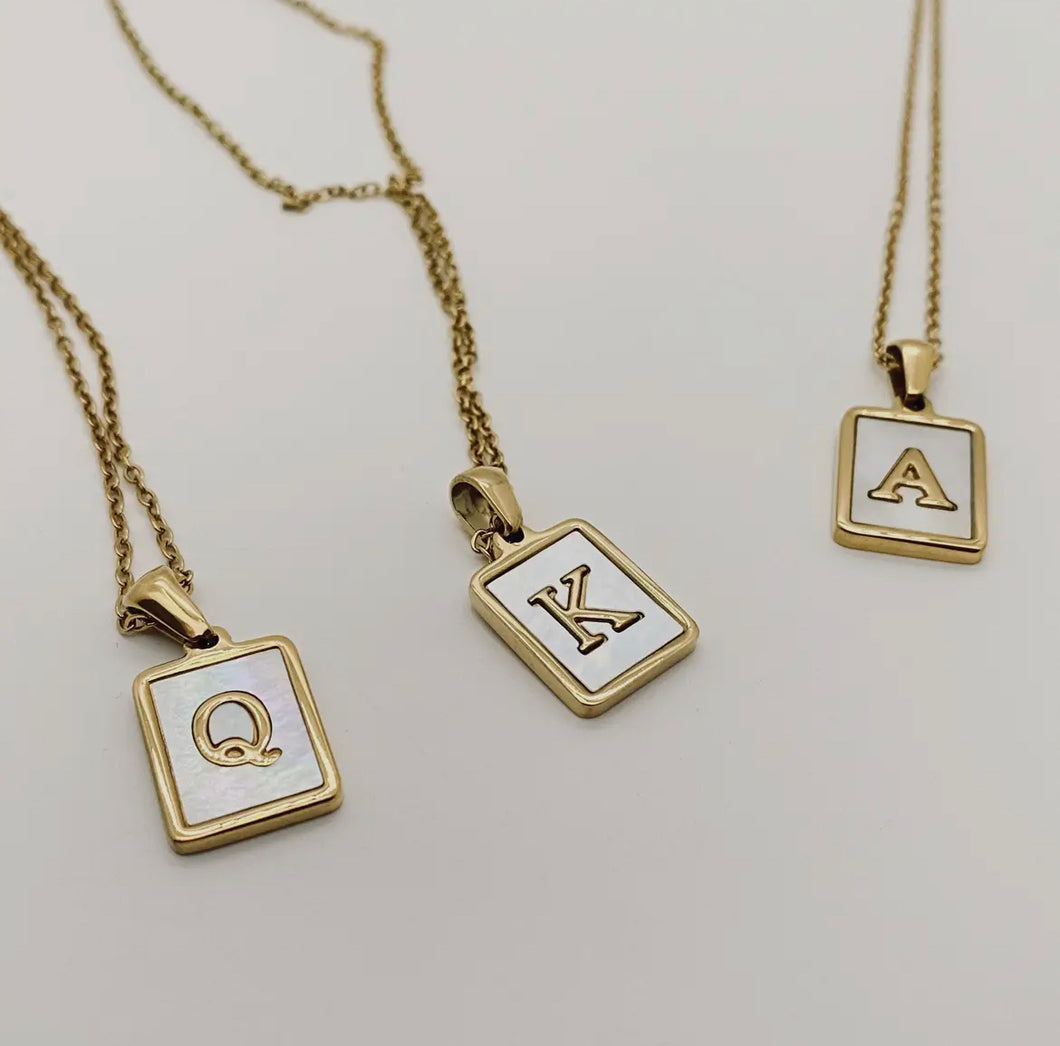 Mother of pearl initial necklace