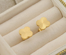 Load image into Gallery viewer, Clover Sun Burst Earrings - Tarnish-free Gold Clover Studs: Yellow Gold / Clover
