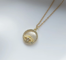 Load image into Gallery viewer, Evil Eye Coin Pendant Necklace 14K gold stainless steel
