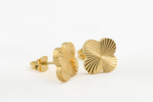 Load image into Gallery viewer, Clover Sun Burst Earrings - Tarnish-free Gold Clover Studs: Yellow Gold / Clover
