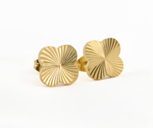 Load image into Gallery viewer, Clover Sun Burst Earrings - Tarnish-free Gold Clover Studs: Yellow Gold / Clover
