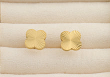 Load image into Gallery viewer, Clover Sun Burst Earrings - Tarnish-free Gold Clover Studs: Yellow Gold / Clover
