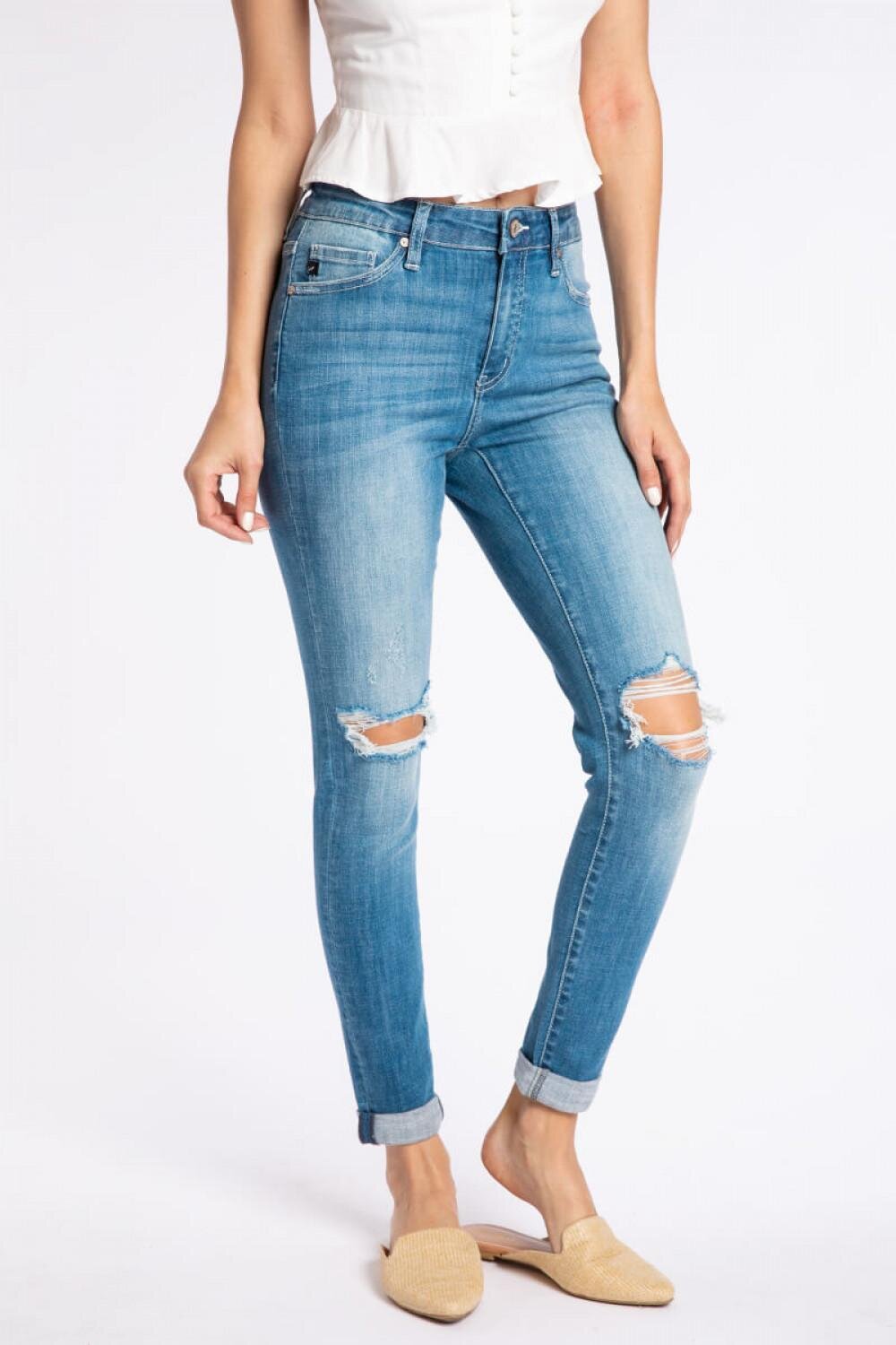 High Ripped Knees Ankle Skinny - Prettyobsessedshop