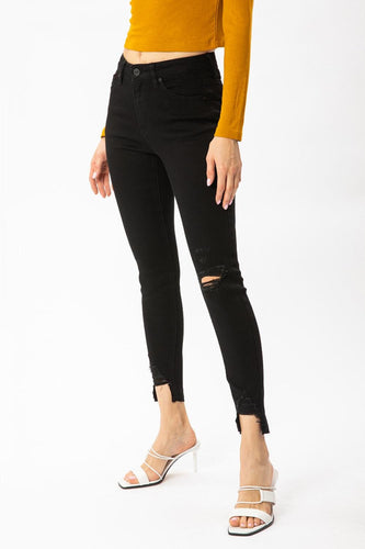 High Rise Hem Detail Ankle Skinny - Prettyobsessedshop