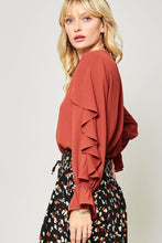 Load image into Gallery viewer, Ruffled sleeve button down - Prettyobsessedshop
