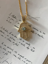 Load image into Gallery viewer, Hasma diamond pendant with evil eye
